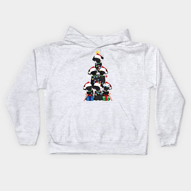 Black Lab Puppy Christmas Tree Kids Hoodie by EMR_Designs